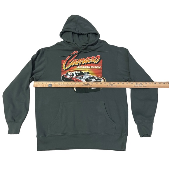GM Brand Chevrolet Camaro Muscle Car Hoodie Mens Medium Olive Green Muscle Car - Picture 7 of 7